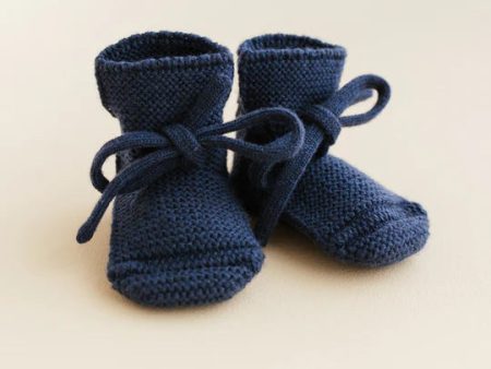 Baby Booties With Lace - Navy Blue Discount