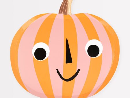 Paper Plate - Pink & Orange Stripy Pumpkin For Discount