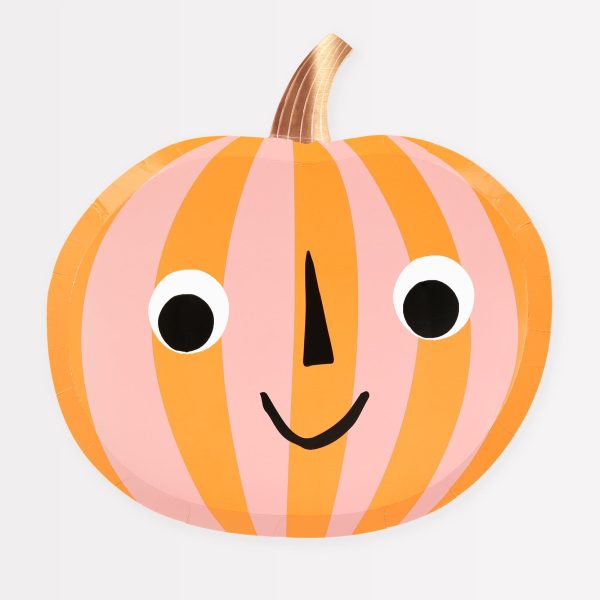 Paper Plate - Pink & Orange Stripy Pumpkin For Discount