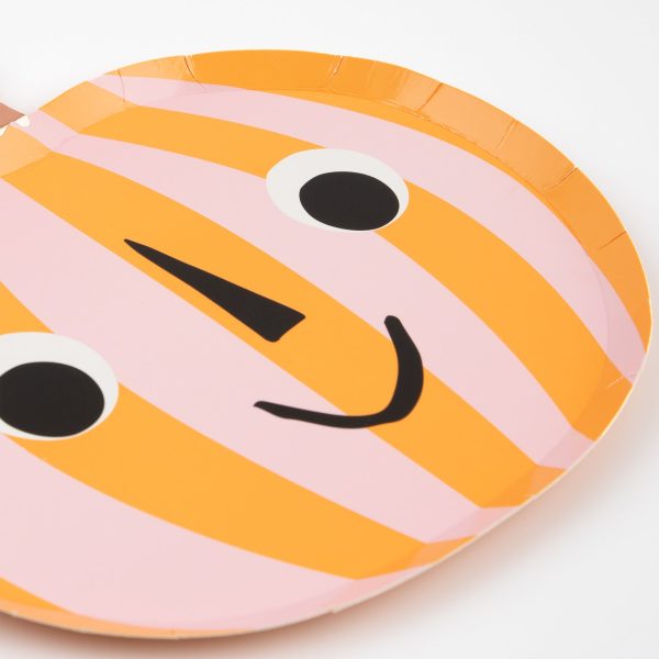 Paper Plate - Pink & Orange Stripy Pumpkin For Discount