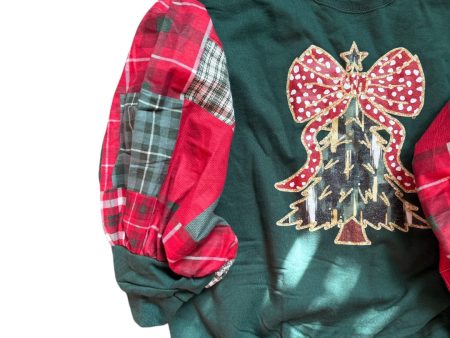 90s Christmas Patchwork Crewneck Puff Discount