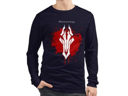 Darksiders Horseman Splash Long Sleeve T-Shirt-Navy For Cheap