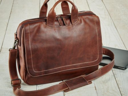 Rustic Leather Briefcase For Sale