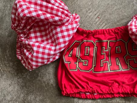 49ers Red Gingham Puff (choose between an off shoulder or t-shirt puff) Online