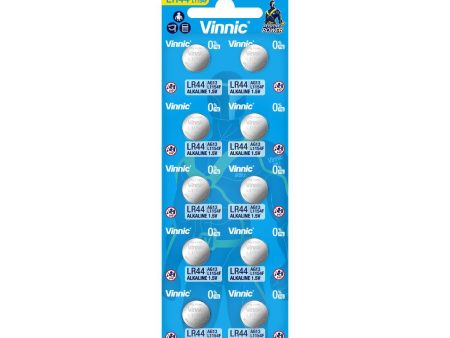 Vinnic Alkaline Button Cell Battery LR44 AG13   L1154F (1.5V) - 10Count Online now