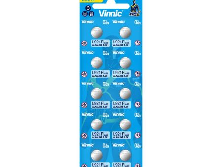 Vinnic Alkaline Button Cell AG6   L921F (1.5V) - 10Count For Sale