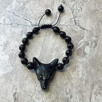 Spirt Animal Wolf Black Obsidian - Bracelet Online Sale