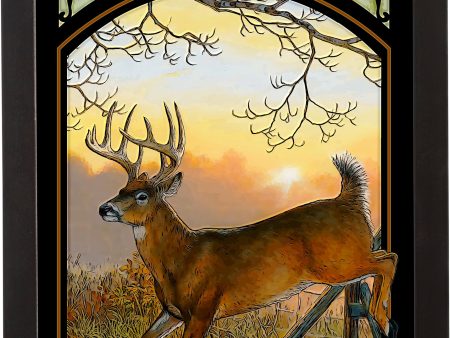 Sunrise Retreat-Whitetail Deer - 14  x 20  Stained Glass Art Online Sale