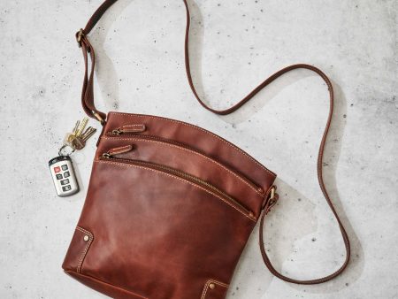 Brown Leather Arc Top Crossbody For Sale