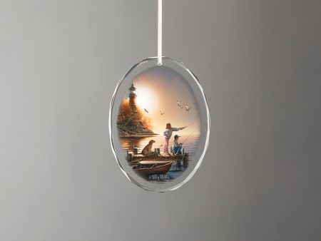 From Sea to Shining Sea - 3.5  x 3  Oval Glass Ornament Cheap