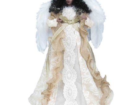 African American Cream & Gold Angel - 14  Tree Topper Cheap