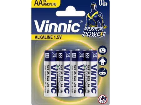 Vinnic Alkaline Battery AA AM3   LR6 (1.5V) - 4Count For Sale