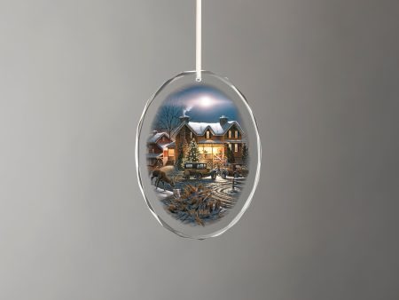 And Crown Thy Good With Brotherhood - America the Beautiful Series - 3.5  x 3  Oval Glass Ornament Cheap