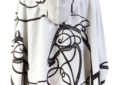 Black   White Reversible Rain Cape -Swirling Horse Collection Fashion