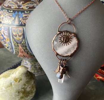 Sun & Moon Rose Quartz - Necklace For Sale