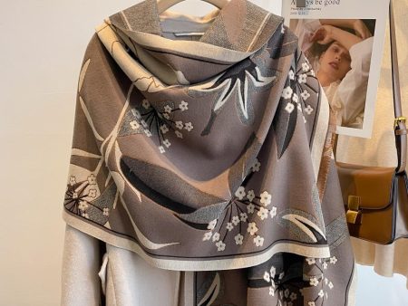 Tan   Gray Reversible Wrap – Garden Collection For Discount