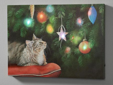 Holiday Dazzle—Cat - 13  x 18  Lighted Wrapped Canvas Online