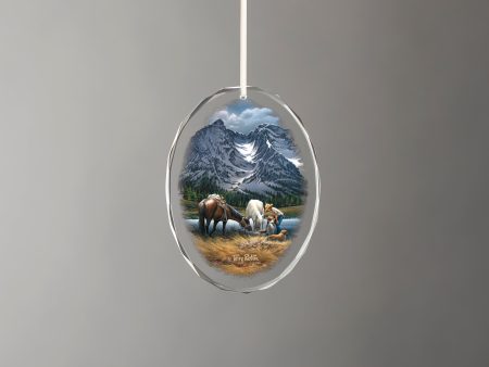 For Purple Mountain Majesties - America the Beautiful Series - 3.5  x 3  Oval Glass Ornament Online now