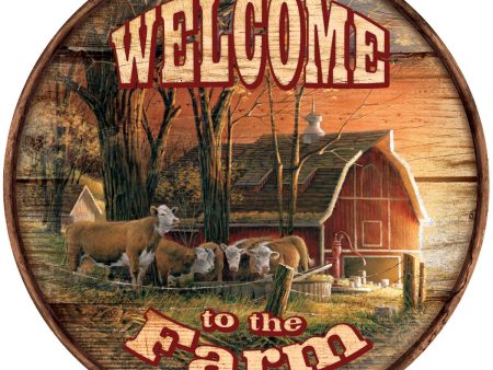 Morning Surprise (Red Tractor) - 21  Round Wood Sign Online now