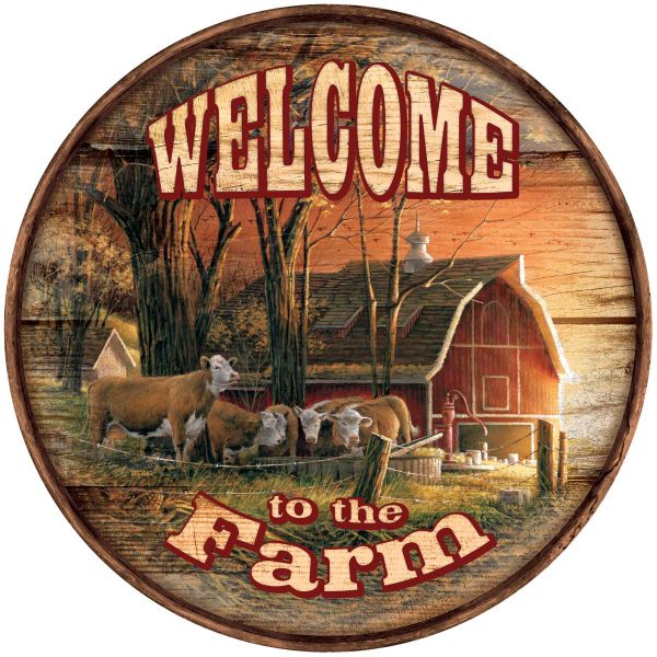 Morning Surprise (Red Tractor) - 21  Round Wood Sign Online now