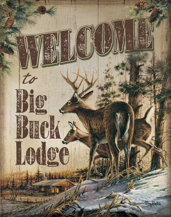 Welcome to Big Buck Lodge - Tin Sign For Cheap