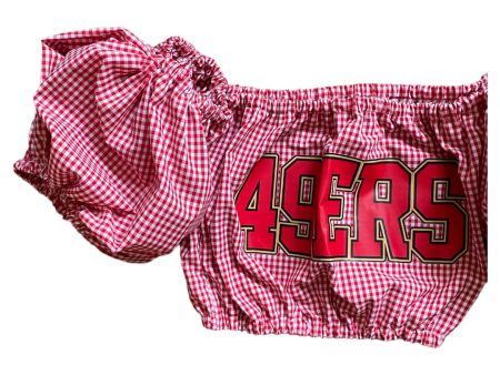 49ERS Red Gingham  Off Shoulder Online