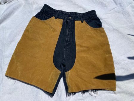 VL080- Mustard Chaps Denim Shorts Online Sale