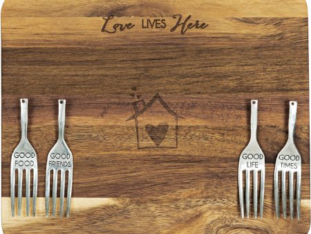 Love Lives Here - 9  Acacia Cheese Bread Board Set Cheap