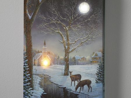 Winter Evening - Lighted Wrapped Canvas Online