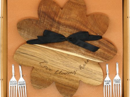 Floral Love - 10  Acacia Cheese Bread Board Set Online Sale