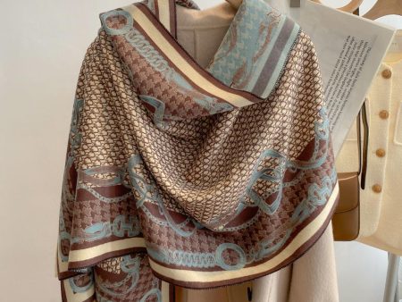 Blue   Beige Reversible Wrap – Stirrup Collection For Sale