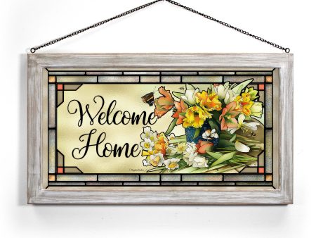 Welcome Home - 13  x 23  Stained Glass Art Discount