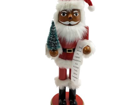 African American Santa with Tree & List - 14  Nutcracker Sale