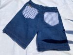 VRW060- Dark Blue Denim Shorts W  Gingham Pockets Discount