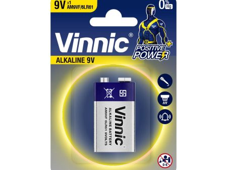 Vinnic Alkaline Battery AM9VF   6LR61 (9V) - 1Pcs Cheap