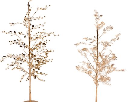 Gold - 25  & 22  Decorative Gemmed Trees (Set of 2) Sale